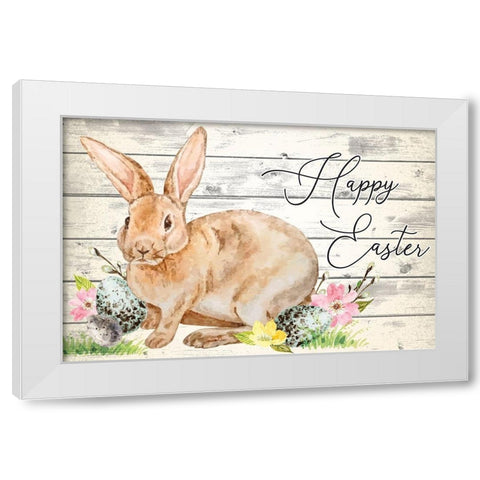 Happy Easter White Modern Wood Framed Art Print by ND Art