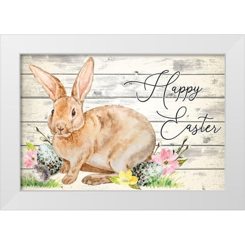 Happy Easter White Modern Wood Framed Art Print by ND Art