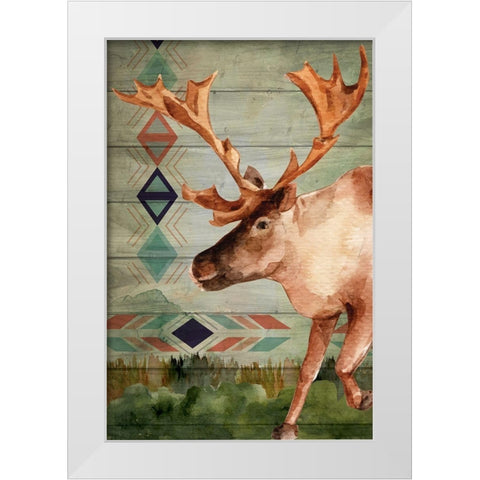 Moose White Modern Wood Framed Art Print by ND Art