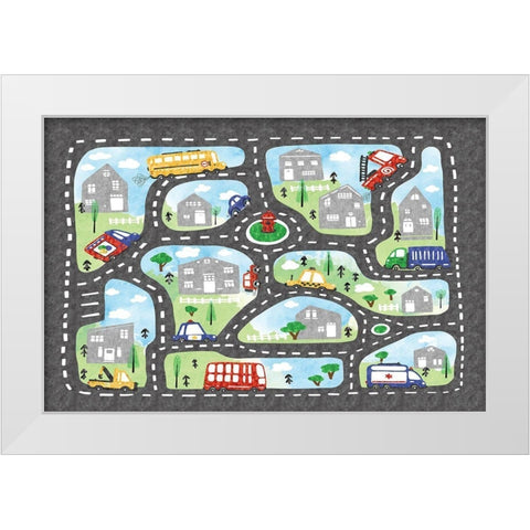 Road Map White Modern Wood Framed Art Print by ND Art