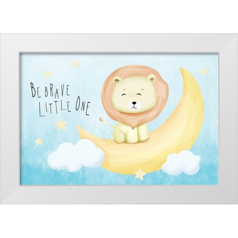 Be Brave White Modern Wood Framed Art Print by ND Art