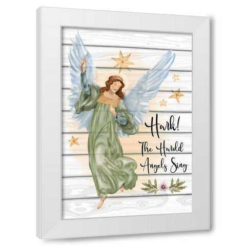 Angels Sing White Modern Wood Framed Art Print by ND Art