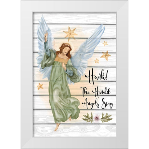 Angels Sing White Modern Wood Framed Art Print by ND Art