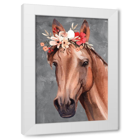 Horse White Modern Wood Framed Art Print by ND Art