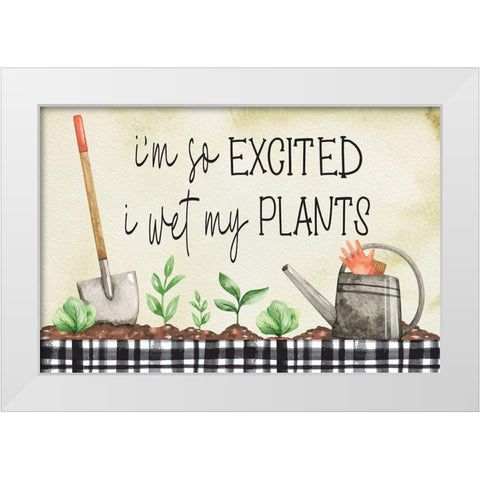 Wet My Plants White Modern Wood Framed Art Print by ND Art