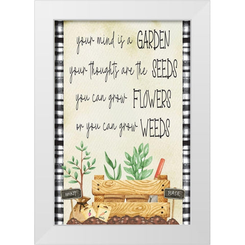 Grow Flowers White Modern Wood Framed Art Print by ND Art
