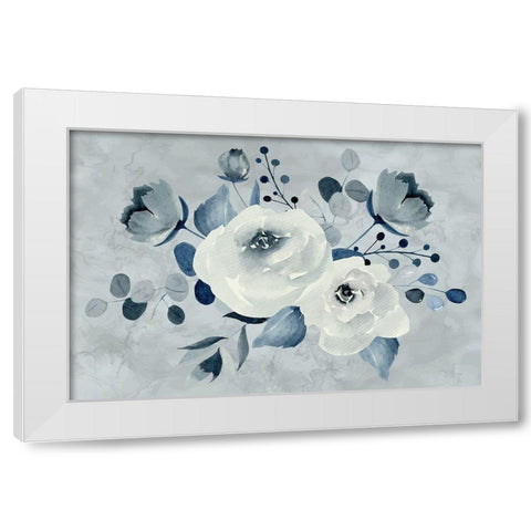 Gray Floral II White Modern Wood Framed Art Print by ND Art