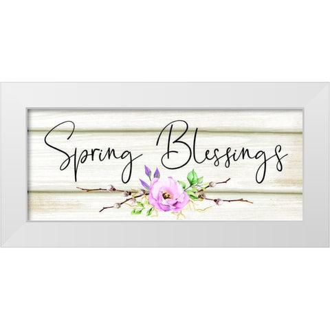 Spring Blessings White Modern Wood Framed Art Print by ND Art