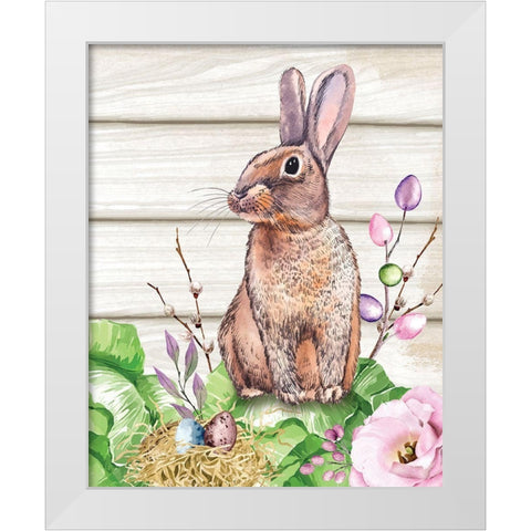Easter Bunny White Modern Wood Framed Art Print by ND Art