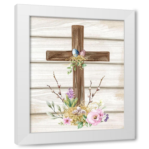 Easter Cross White Modern Wood Framed Art Print by ND Art