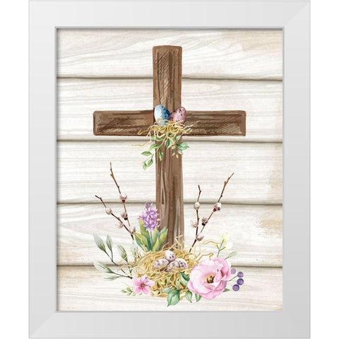 Easter Cross White Modern Wood Framed Art Print by ND Art