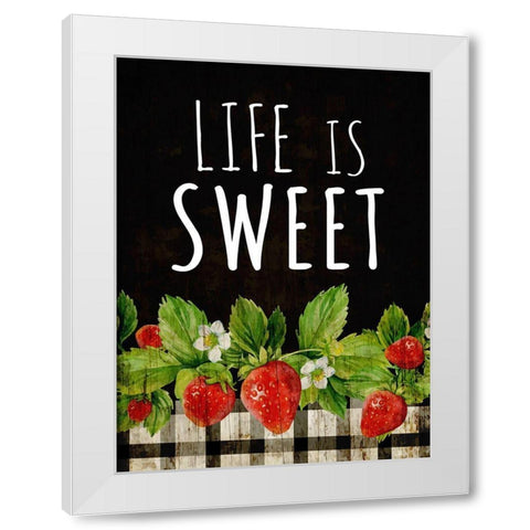 Life is Sweet White Modern Wood Framed Art Print by ND Art