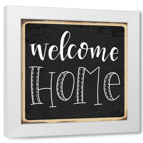 Welcome Home White Modern Wood Framed Art Print by ND Art