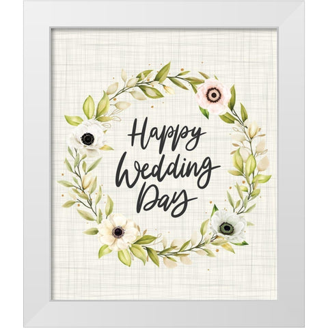 Happy Wedding Day White Modern Wood Framed Art Print by ND Art