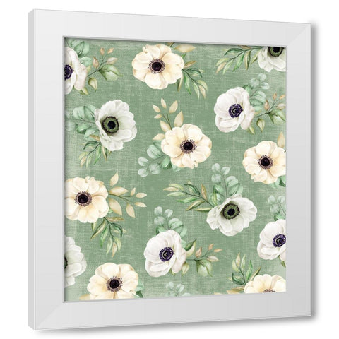 Wedding Flower Pattern White Modern Wood Framed Art Print by ND Art
