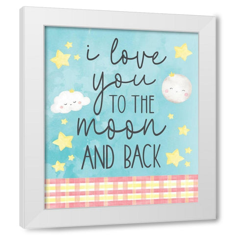 To the Moon White Modern Wood Framed Art Print by ND Art