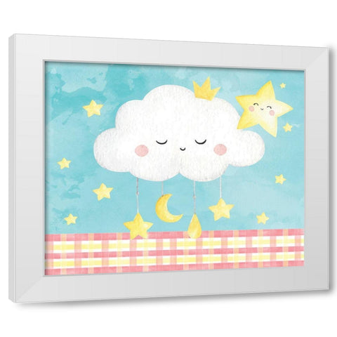 Nursery Stars White Modern Wood Framed Art Print by ND Art