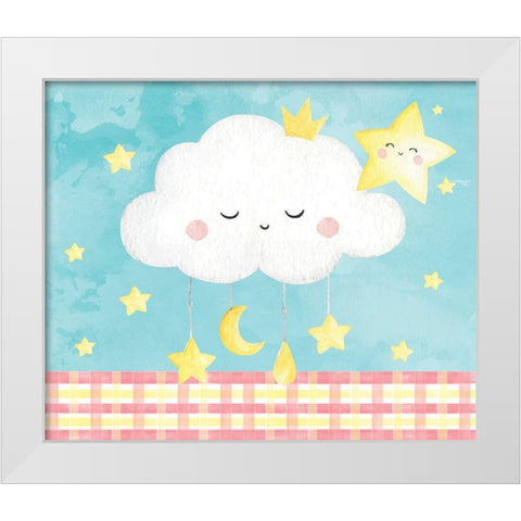 Nursery Stars White Modern Wood Framed Art Print by ND Art