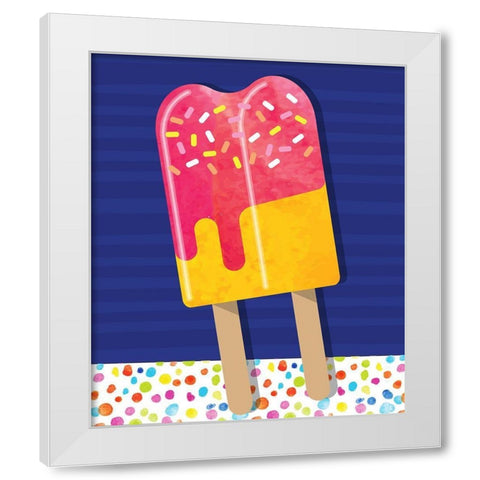 Popsicles White Modern Wood Framed Art Print by ND Art