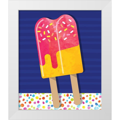 Popsicles White Modern Wood Framed Art Print by ND Art