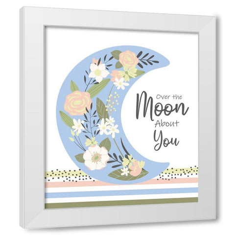 Over the Moon White Modern Wood Framed Art Print by ND Art