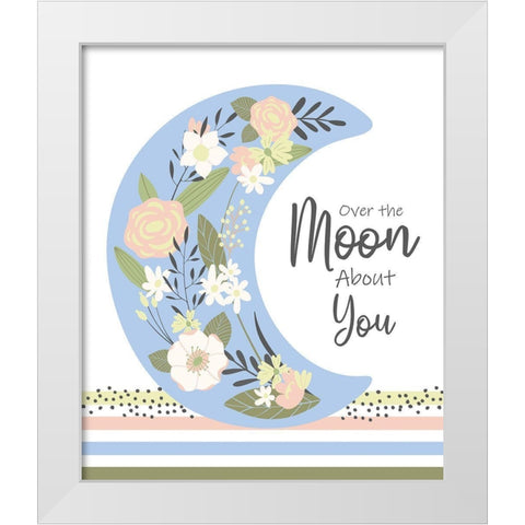 Over the Moon White Modern Wood Framed Art Print by ND Art