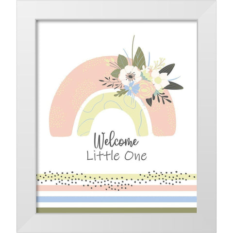 Welcome Little One White Modern Wood Framed Art Print by ND Art