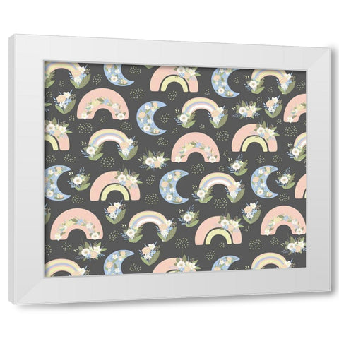 Rainbow Pattern White Modern Wood Framed Art Print by ND Art