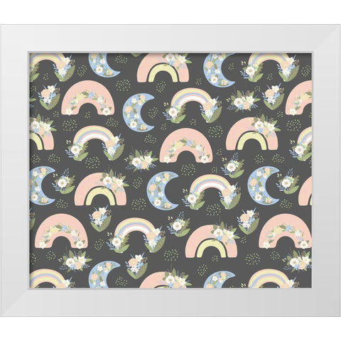 Rainbow Pattern White Modern Wood Framed Art Print by ND Art