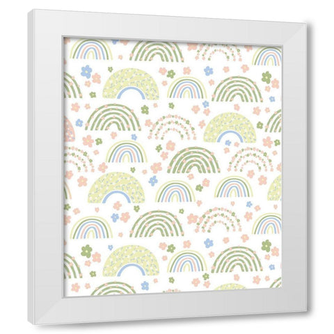 Rainbow Pattern II White Modern Wood Framed Art Print by ND Art