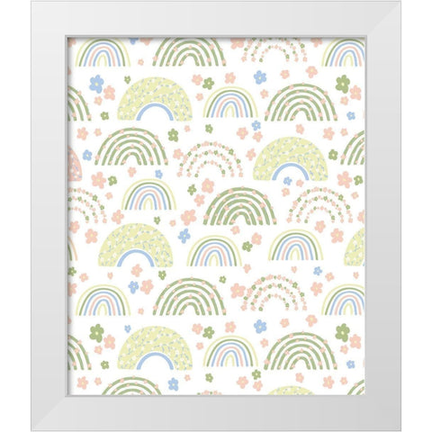 Rainbow Pattern II White Modern Wood Framed Art Print by ND Art