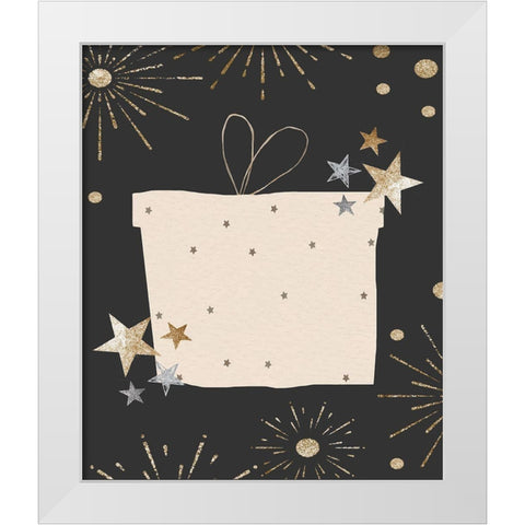 Birthday Present White Modern Wood Framed Art Print by ND Art