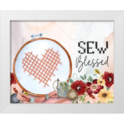 Sew Blessed White Modern Wood Framed Art Print by ND Art