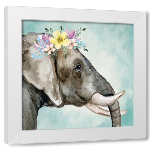 Elephant White Modern Wood Framed Art Print by ND Art