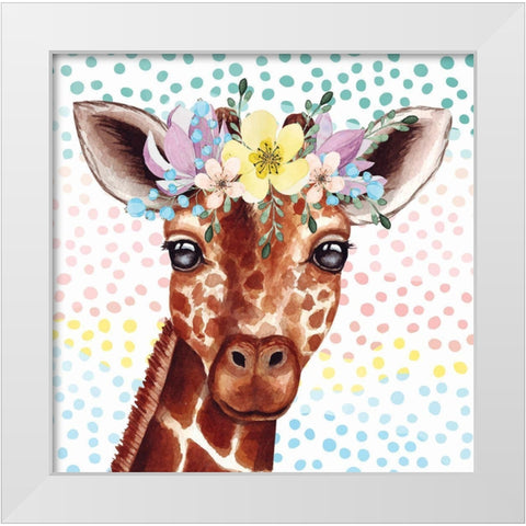 Giraffe White Modern Wood Framed Art Print by ND Art