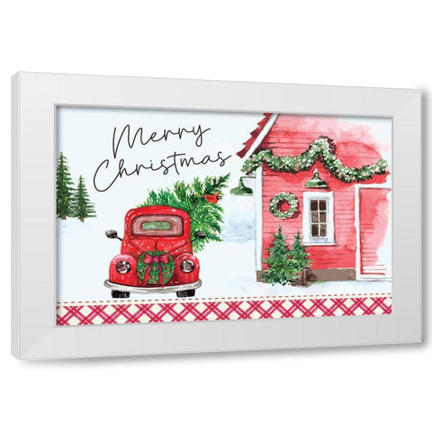 Merry Christmas White Modern Wood Framed Art Print by ND Art