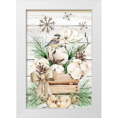 Winter Chickadee White Modern Wood Framed Art Print by ND Art