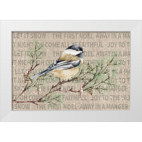Winter Chickadee II White Modern Wood Framed Art Print by ND Art