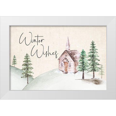 Winter Wishes White Modern Wood Framed Art Print by ND Art