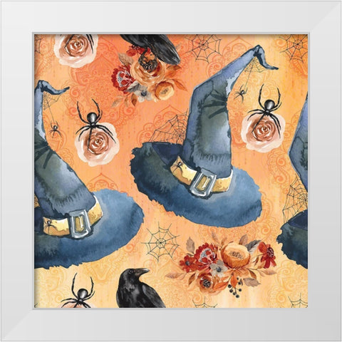 Witch Pattern White Modern Wood Framed Art Print by ND Art