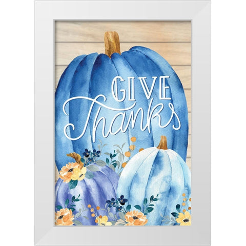 Give Thanks White Modern Wood Framed Art Print by ND Art