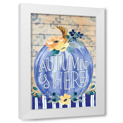 Autumn is Here White Modern Wood Framed Art Print by ND Art