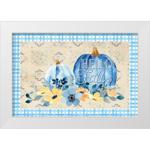 Hello Fall White Modern Wood Framed Art Print by ND Art