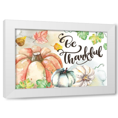 Be Thankful White Modern Wood Framed Art Print by ND Art