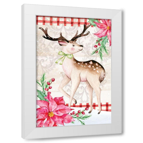 Rustic Reindeer White Modern Wood Framed Art Print by ND Art