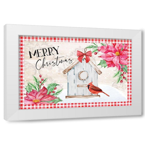 Merry Christmas White Modern Wood Framed Art Print by ND Art