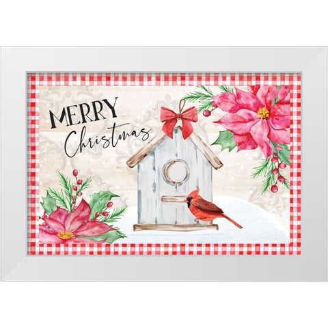 Merry Christmas White Modern Wood Framed Art Print by ND Art