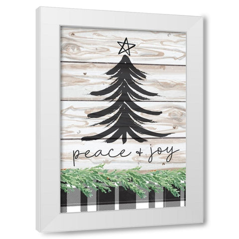 Peace and Joy White Modern Wood Framed Art Print by ND Art