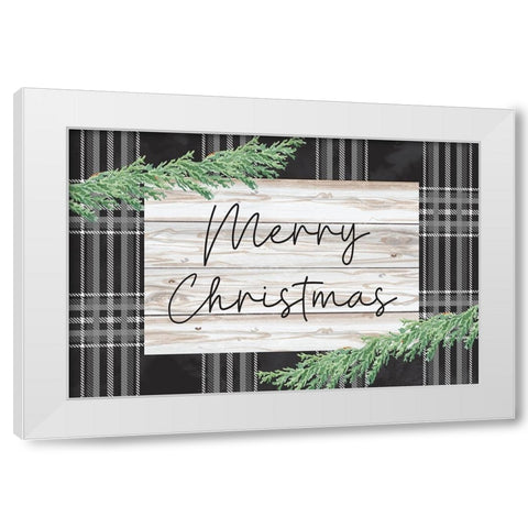 Merry Christmas White Modern Wood Framed Art Print by ND Art