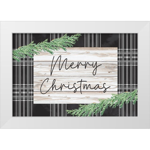 Merry Christmas White Modern Wood Framed Art Print by ND Art